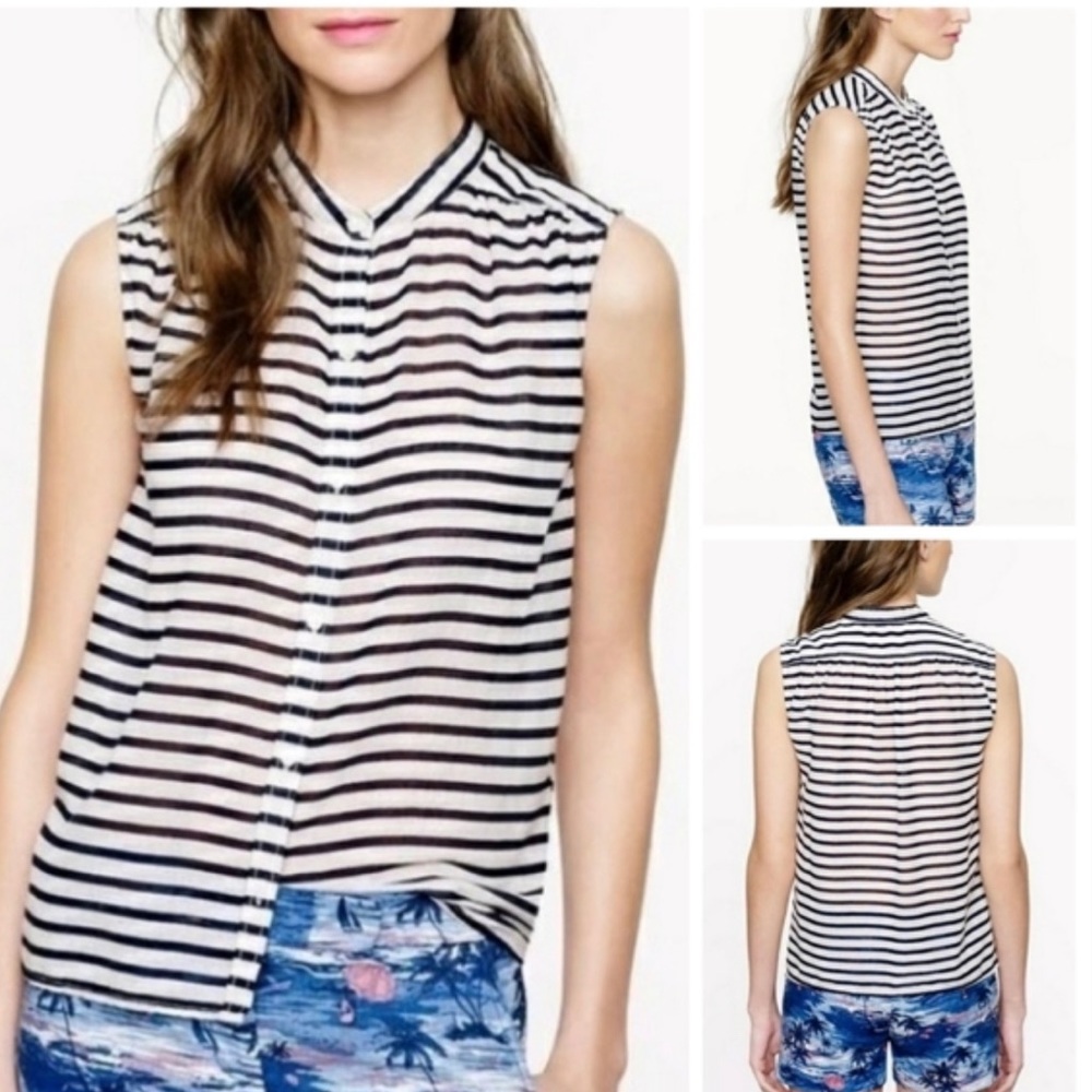 J CREW | Striped Sleeveless Button Down